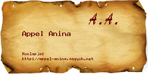 Appel Anina névjegykártya